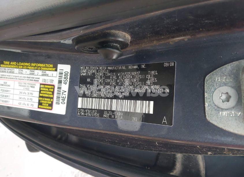 Photo 9 of 2009 Toyota Sienna XLE (VIN 5TDZK22C79S244341)