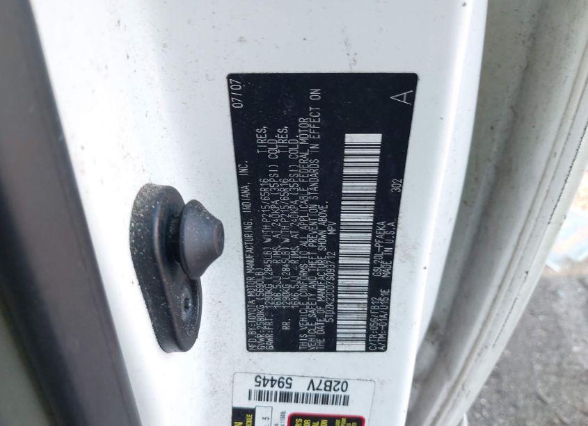 Photo 9 of 2007 Toyota Sienna CE (VIN 5TDZK23C07S093712)