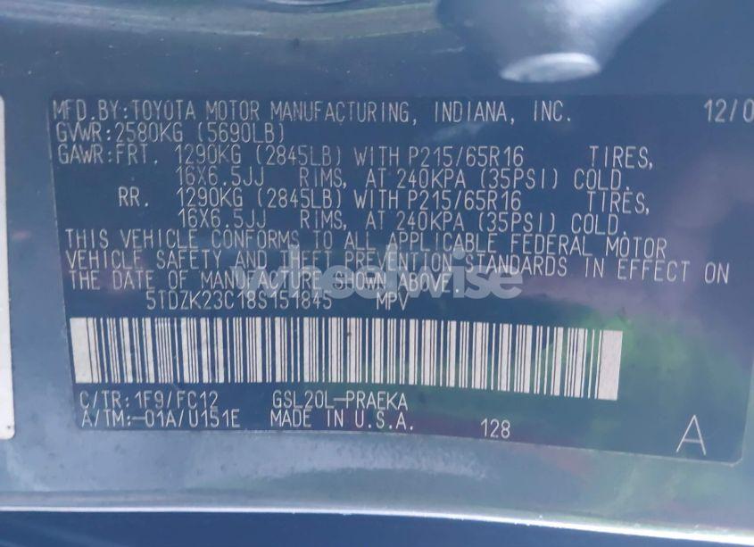 Photo 9 of 2008 Toyota Sienna LE (VIN 5TDZK23C18S151845)