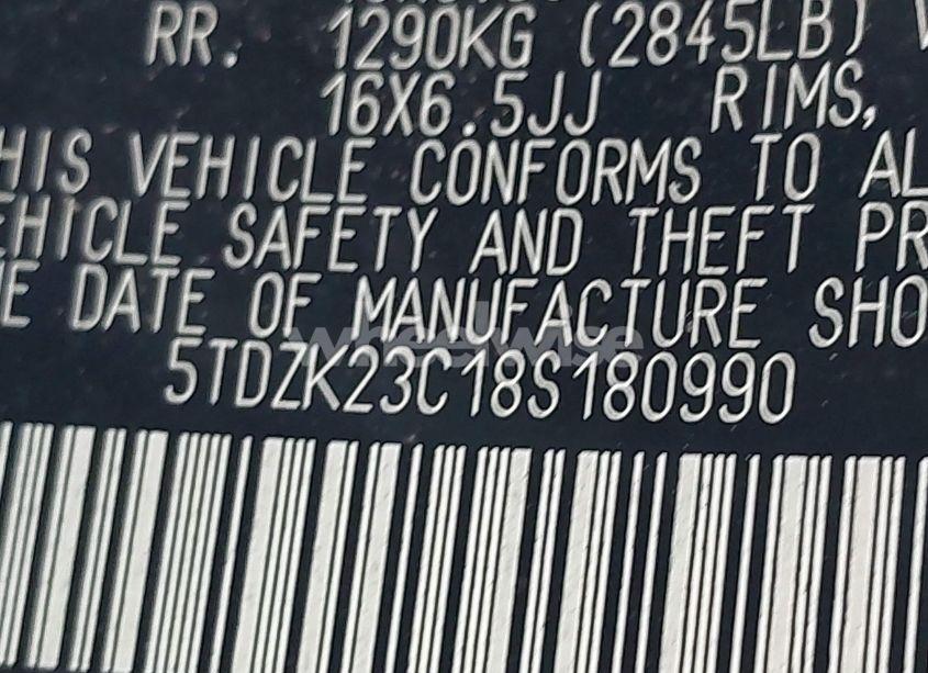 Photo 9 of 2008 Toyota Sienna LE (VIN 5TDZK23C18S180990)