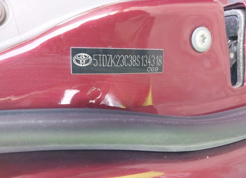 Photo 9 of 2008 Toyota Sienna LE (VIN 5TDZK23C38S134318)