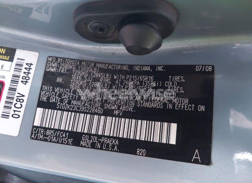 Photo 9 of 2009 Toyota Sienna LE (VIN 5TDZK23C39S228460)