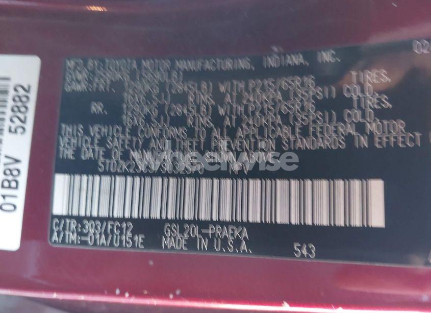 Photo 9 of 2007 Toyota Sienna LE (VIN 5TDZK23C97S032570)