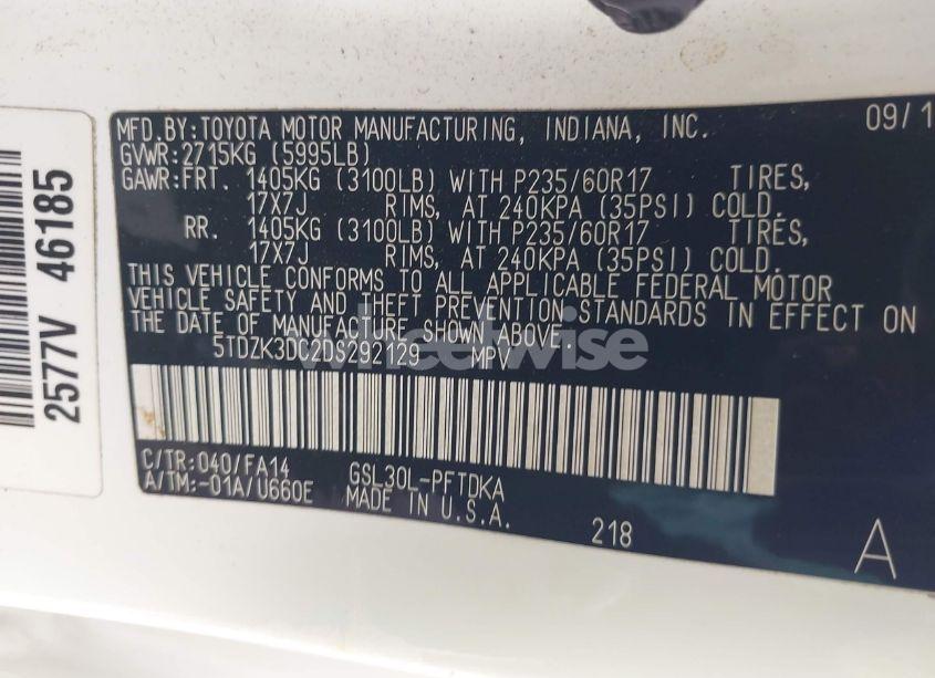 Photo 9 of 2013 Toyota Sienna (VIN 5TDZK3DC2DS292129)