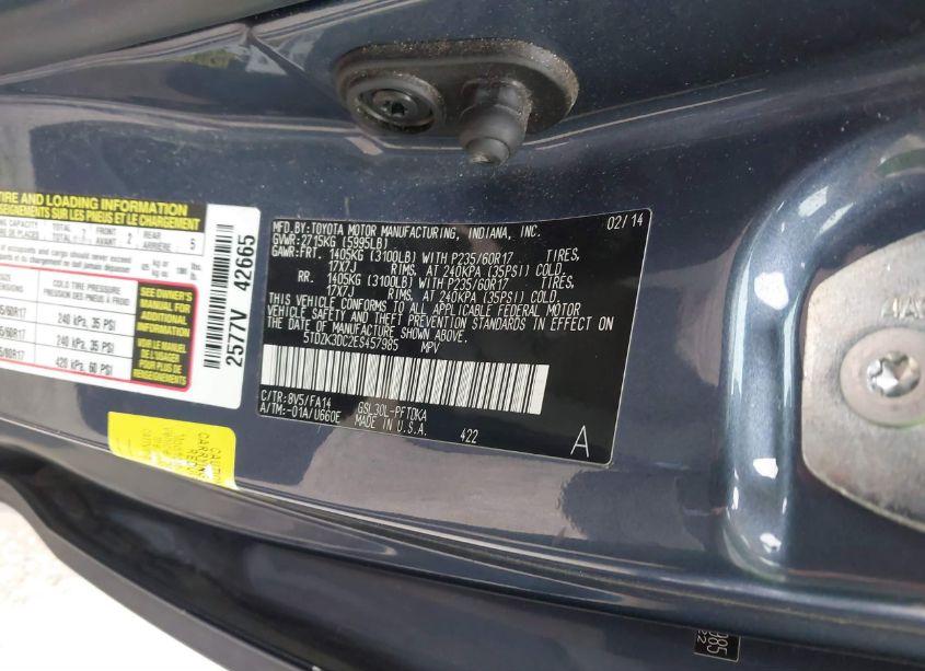 Photo 9 of 2014 Toyota Sienna L V6 7 PASSENGER (VIN 5TDZK3DC2ES457985)