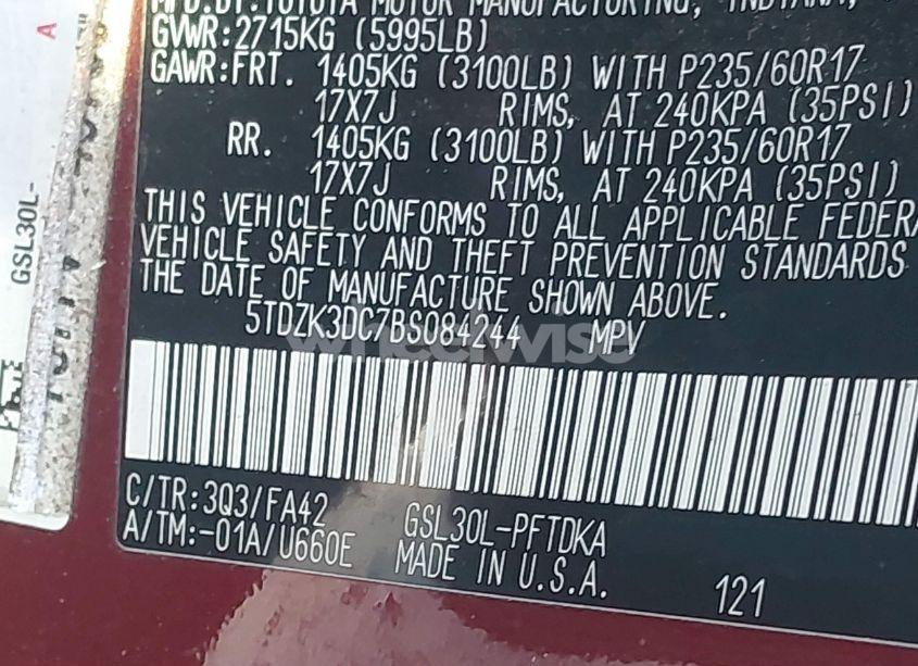 Photo 9 of 2011 Toyota Sienna BASE V6 (VIN 5TDZK3DC7BS084244)