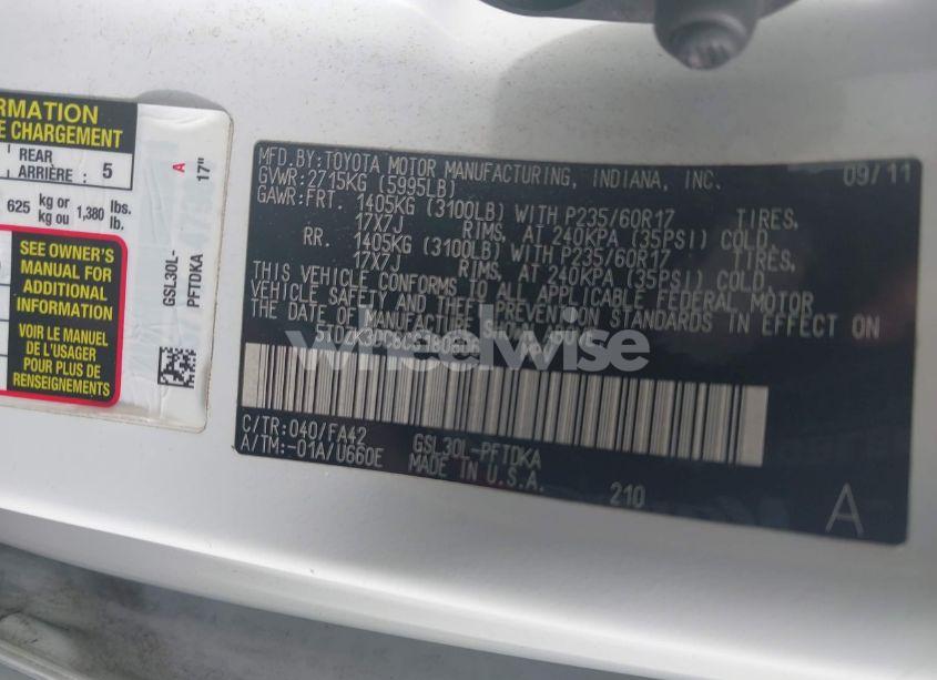 Photo 9 of 2012 Toyota Sienna BASE V6 7 PASSENGER (VIN 5TDZK3DC8CS180806)
