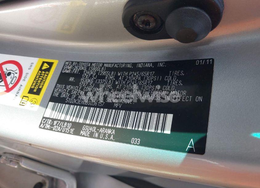 Photo 9 of 2011 Toyota Highlander SE V6 (VIN 5TDZK3EH0BS036157)