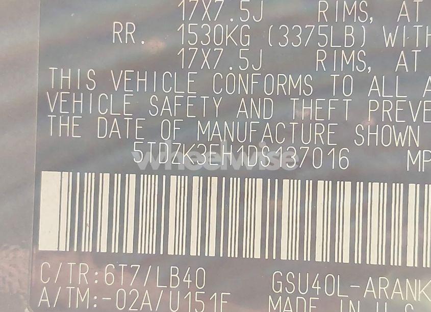 Photo 9 of 2013 Toyota Highlander SE V6 (VIN 5TDZK3EH1DS137016)