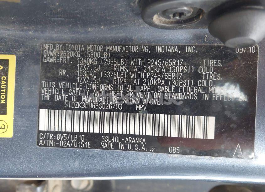 Photo 9 of 2011 Toyota Highlander SE V6 (VIN 5TDZK3EH6BS026703)