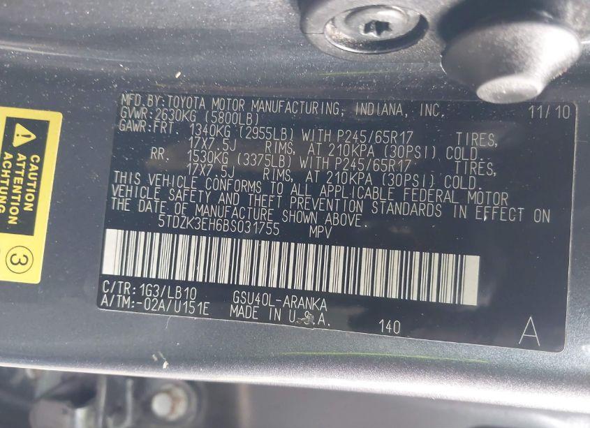 Photo 9 of 2011 Toyota Highlander SE V6 (VIN 5TDZK3EH6BS031755)