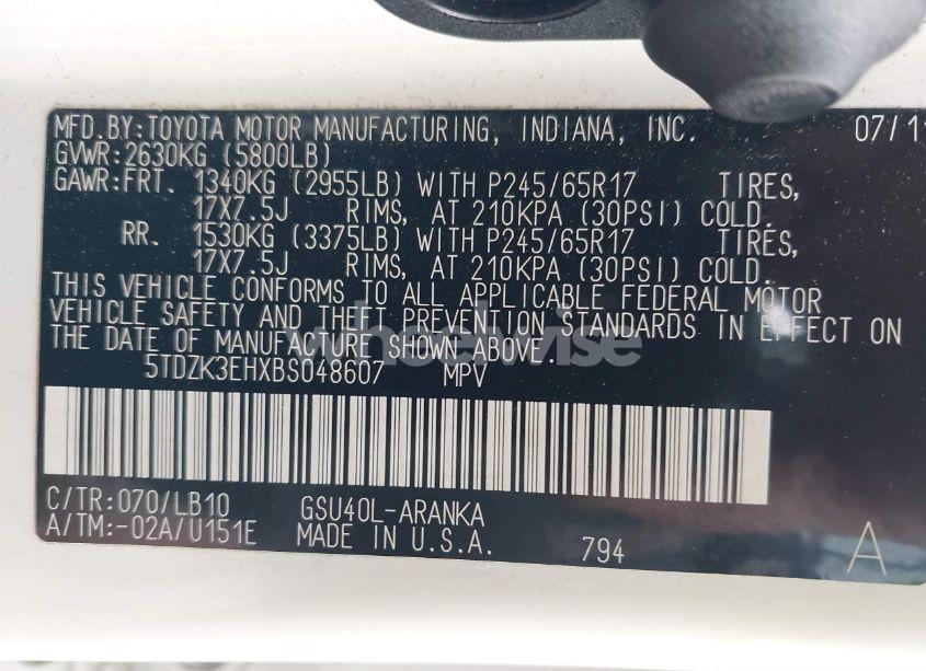 Photo 9 of 2011 Toyota Highlander SE V6 (VIN 5TDZK3EHXBS048607)