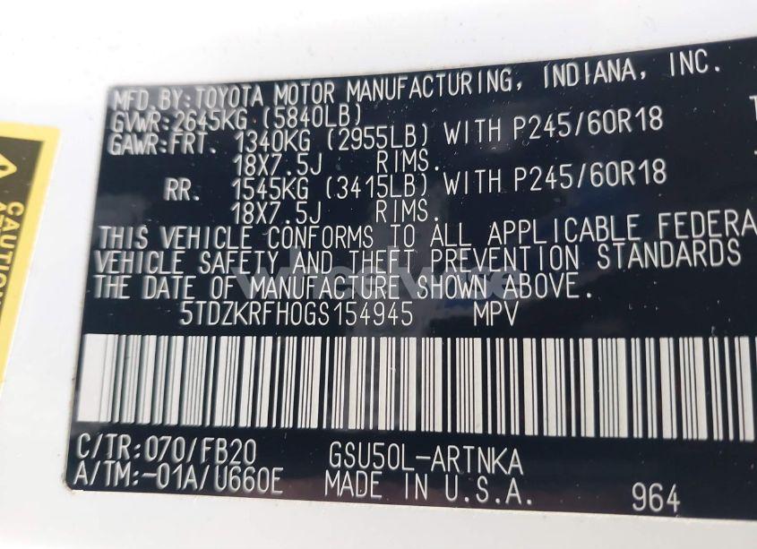 Photo 9 of 2016 Toyota Highlander LE V6 (VIN 5TDZKRFH0GS154945)