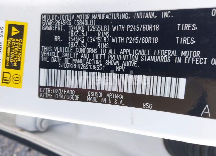 Photo 9 of 2016 Toyota Highlander LE PLUS V6 (VIN 5TDZKRFH2GS138651)