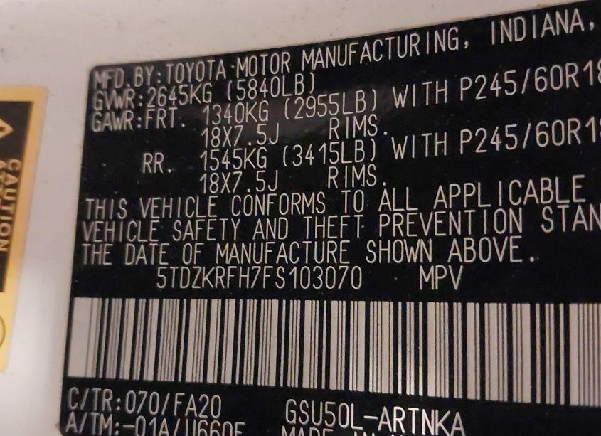 Photo 9 of 2015 Toyota Highlander LE PLUS V6 (VIN 5TDZKRFH7FS103070)