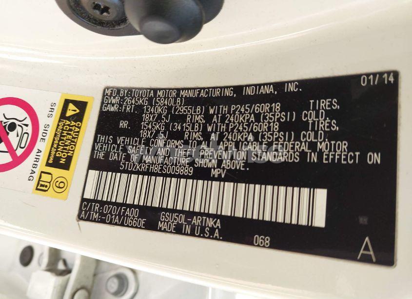 Photo 9 of 2014 Toyota Highlander LE PLUS V6 (VIN 5TDZKRFH8ES009889)