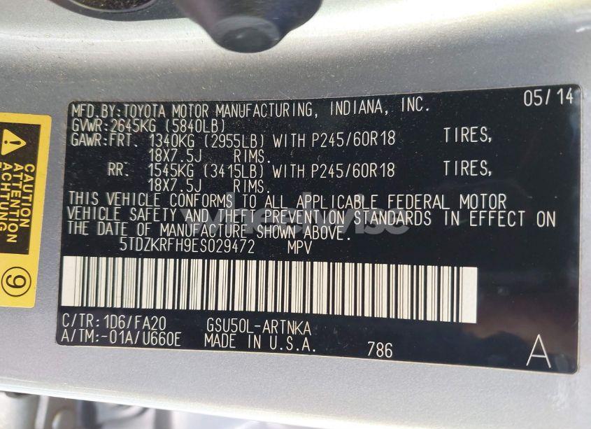 Photo 9 of 2014 Toyota Highlander LE PLUS V6 (VIN 5TDZKRFH9ES029472)