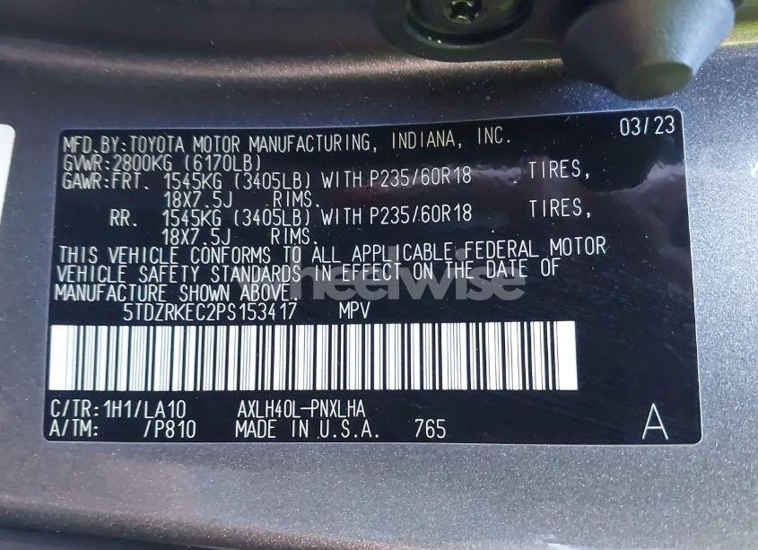 Photo 9 of 2023 Toyota Sienna LIMITED (VIN 5TDZRKEC2PS153417)