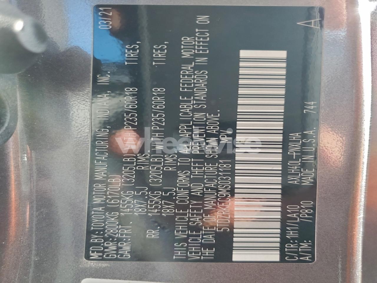 Photo 13 of 2021 TOYOTA SIENNA LIMITED (VIN 5TDZRKEC9MS031181)