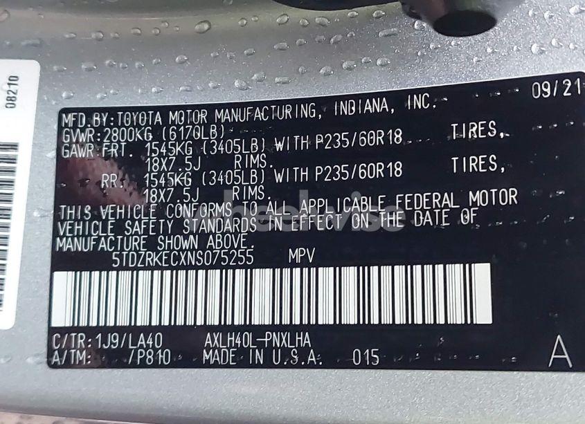 Photo 9 of 2022 Toyota Sienna LIMITED (VIN 5TDZRKECXNS075255)