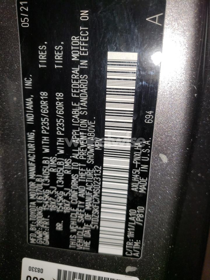 Photo 13 of 2021 TOYOTA SIENNA LIMITED (VIN 5TDZSKFC7MS023132)