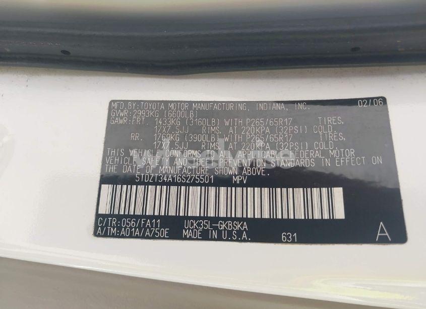 Photo 9 of 2006 Toyota Sequoia SR5 V8 (VIN 5TDZT34A16S275501)