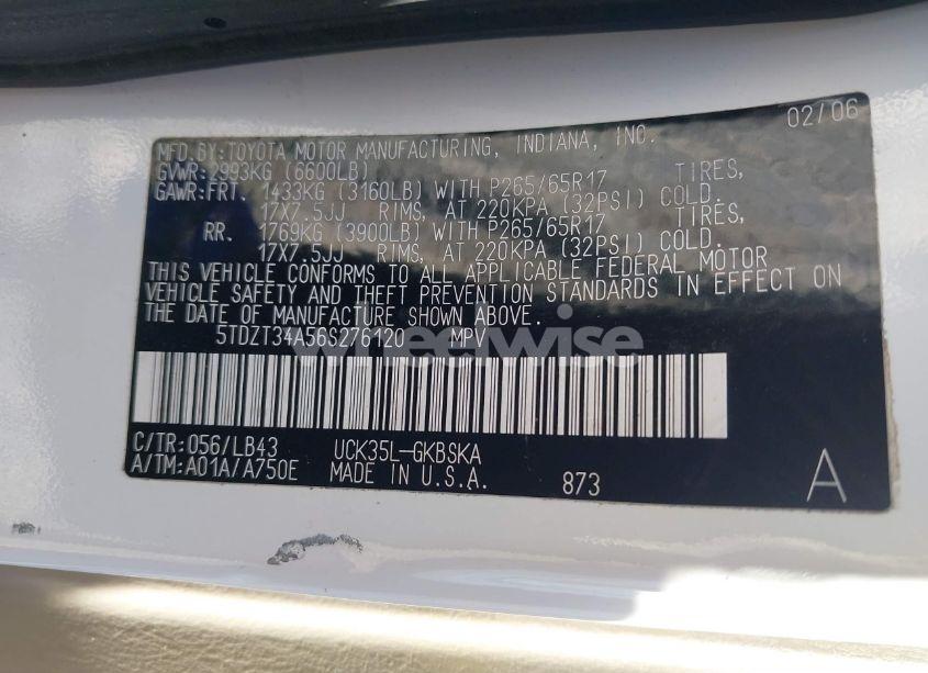 Photo 9 of 2006 Toyota Sequoia SR5 V8 (VIN 5TDZT34A56S276120)