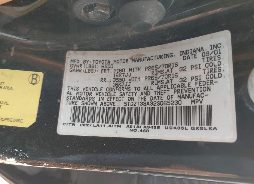 Photo 9 of 2002 Toyota Sequoia LIMITED V8 (VIN 5TDZT38A32S065230)