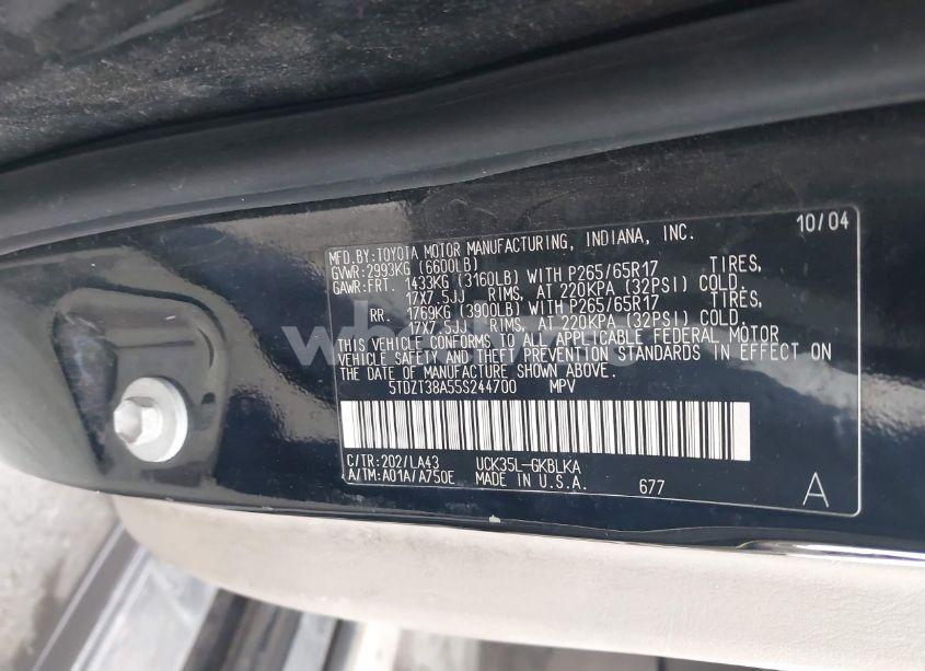 Photo 9 of 2005 Toyota Sequoia LIMITED V8 (VIN 5TDZT38A55S244700)