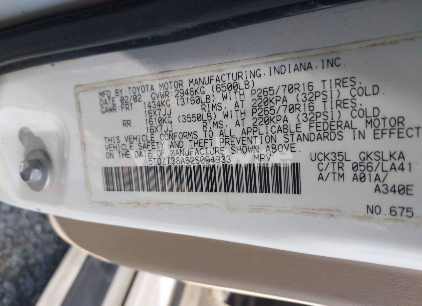 Photo 9 of 2002 Toyota Sequoia LIMITED V8 (VIN 5TDZT38A62S094933)