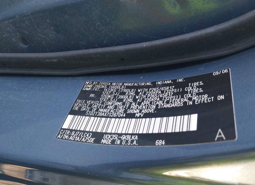 Photo 9 of 2007 Toyota Sequoia LIMITED V8 (VIN 5TDZT38AX7S287044)