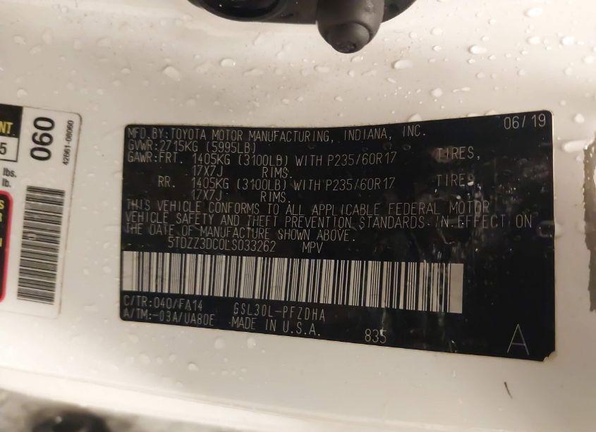 Photo 9 of 2020 Toyota Sienna L (VIN 5TDZZ3DC0LS033262)