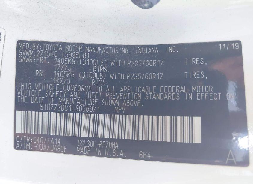 Photo 9 of 2020 Toyota Sienna L (VIN 5TDZZ3DC1LS056971)