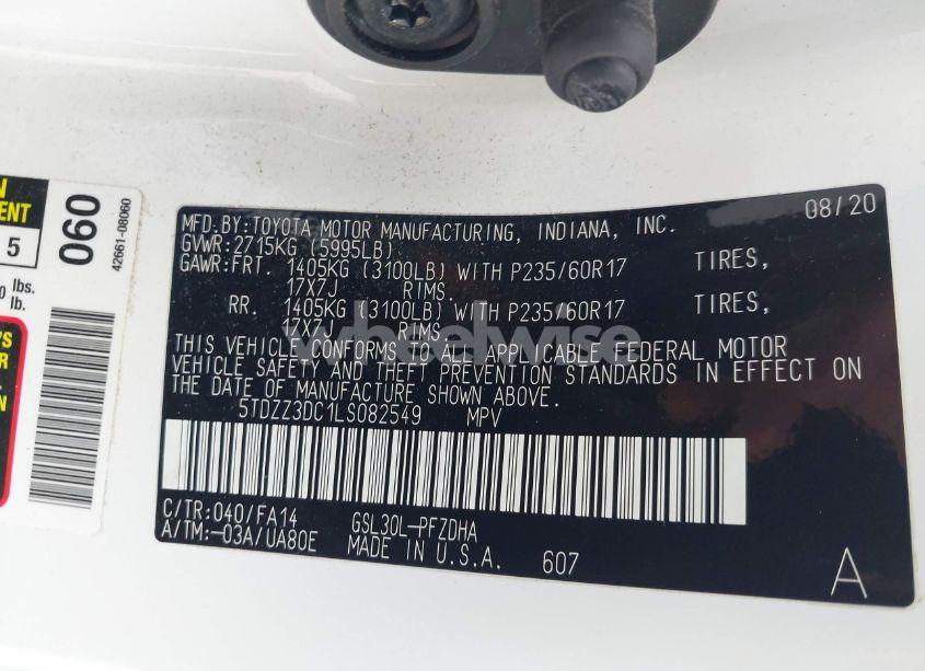 Photo 9 of 2020 Toyota Sienna L (VIN 5TDZZ3DC1LS082549)