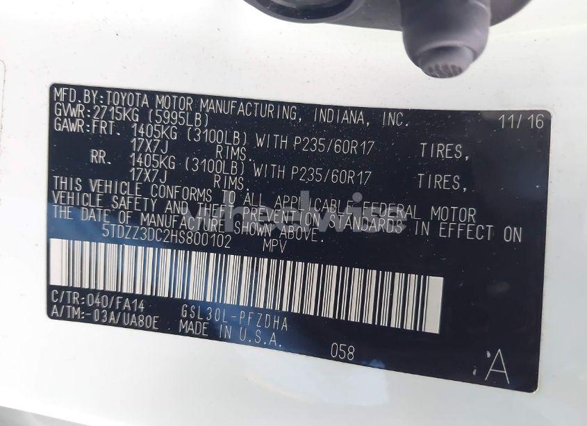 Photo 9 of 2017 Toyota Sienna L 7 PASSENGER (VIN 5TDZZ3DC2HS800102)