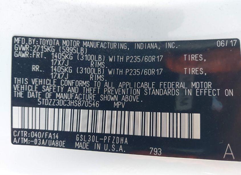 Photo 9 of 2017 Toyota Sienna L 7 PASSENGER (VIN 5TDZZ3DC3HS870546)