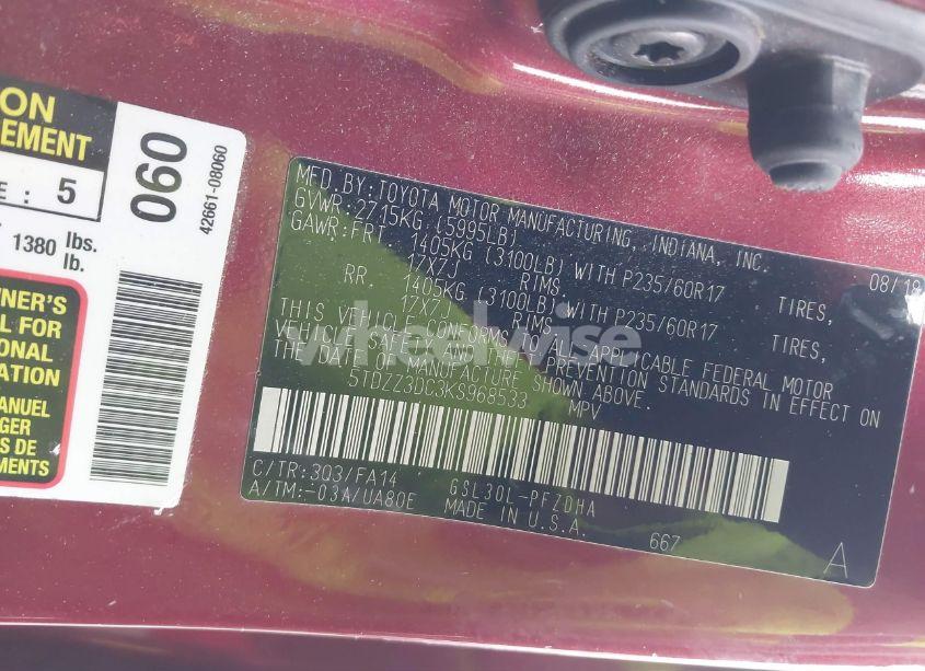 Photo 9 of 2019 Toyota Sienna L 7 PASSENGER (VIN 5TDZZ3DC3KS968533)