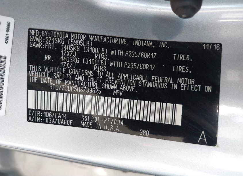 Photo 9 of 2017 Toyota Sienna L 7 PASSENGER (VIN 5TDZZ3DC5HS799625)