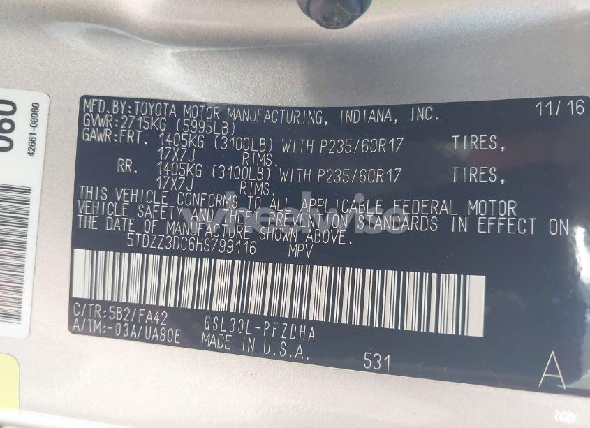 Photo 9 of 2017 Toyota Sienna L 7 PASSENGER (VIN 5TDZZ3DC6HS799116)