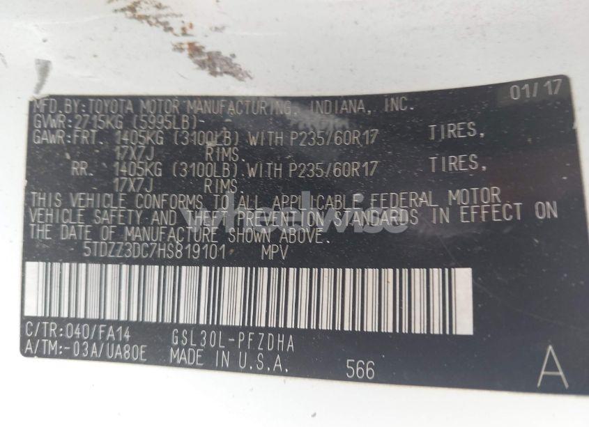 Photo 9 of 2017 Toyota Sienna L 7 PASSENGER (VIN 5TDZZ3DC7HS819101)