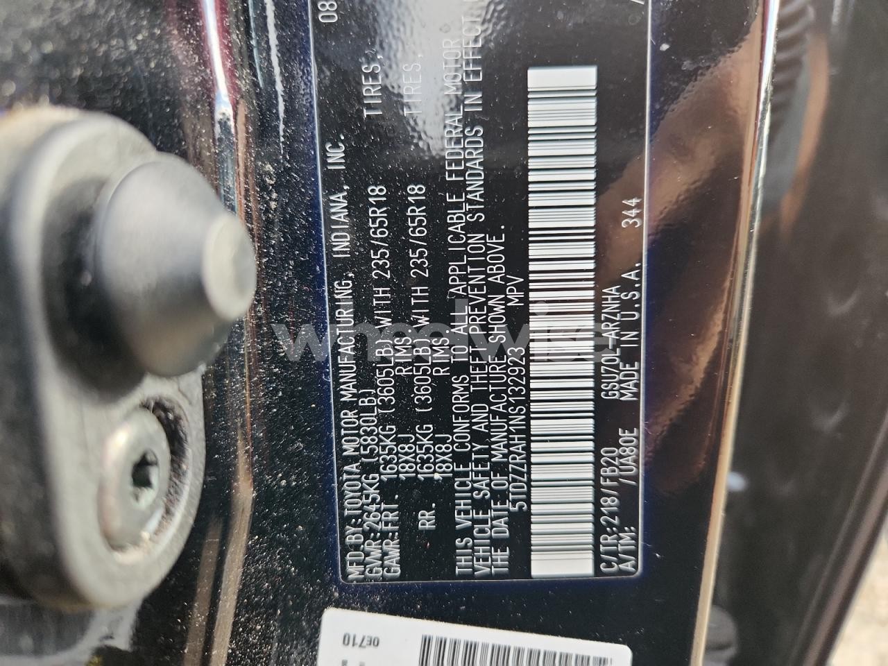 Photo 13 of 2022 TOYOTA HIGHLANDER L (VIN 5TDZZRAH1NS132923)