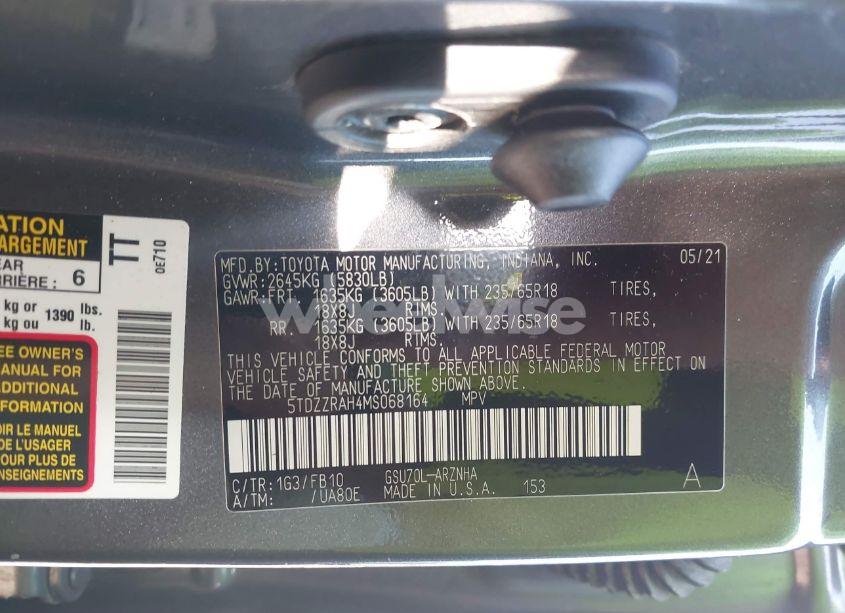 Photo 9 of 2021 Toyota Highlander LE (VIN 5TDZZRAH4MS068164)