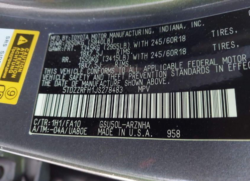 Photo 9 of 2018 Toyota Highlander LE PLUS (VIN 5TDZZRFH1JS278483)