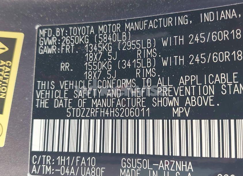 Photo 9 of 2017 Toyota Highlander LE PLUS (VIN 5TDZZRFH4HS206011)