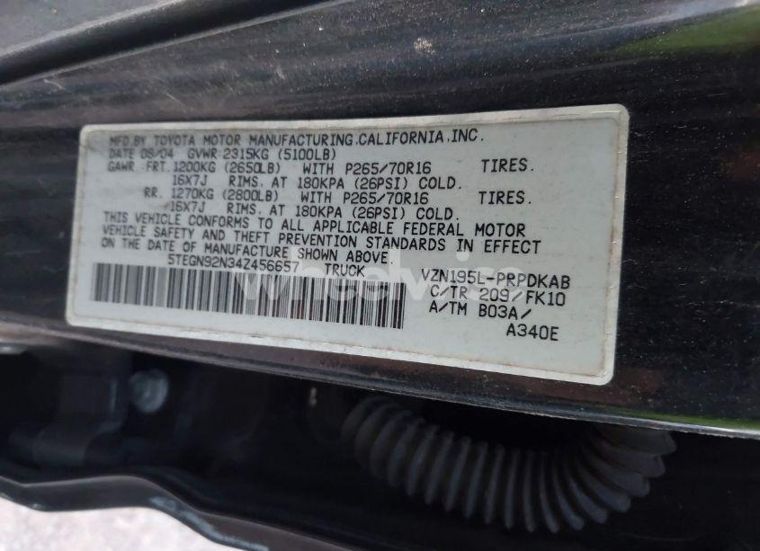 Photo 9 of 2004 Toyota Tacoma PRERUNNER V6 (VIN 5TEGN92N34Z456657)