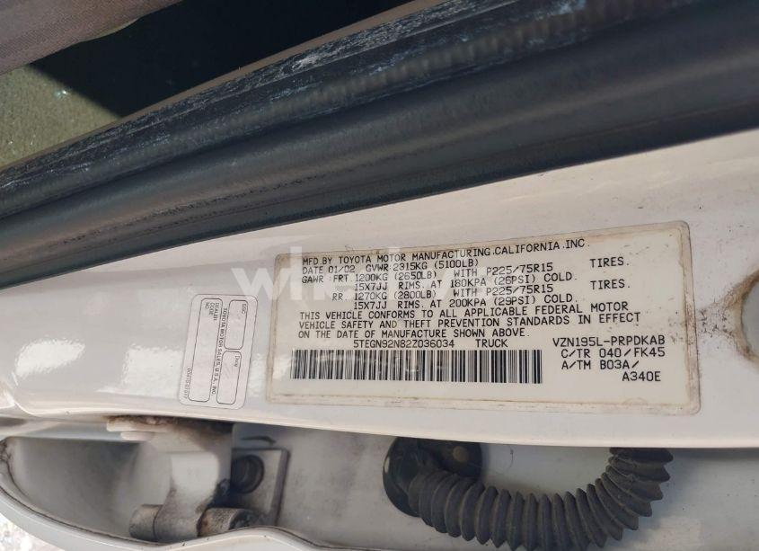 Photo 9 of 2002 Toyota Tacoma PRERUNNER V6 (VIN 5TEGN92N82Z036034)