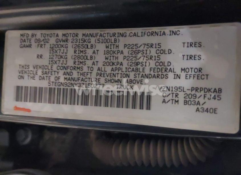 Photo 9 of 2003 Toyota Tacoma PRERUNNER V6 (VIN 5TEGN92NX3Z150277)