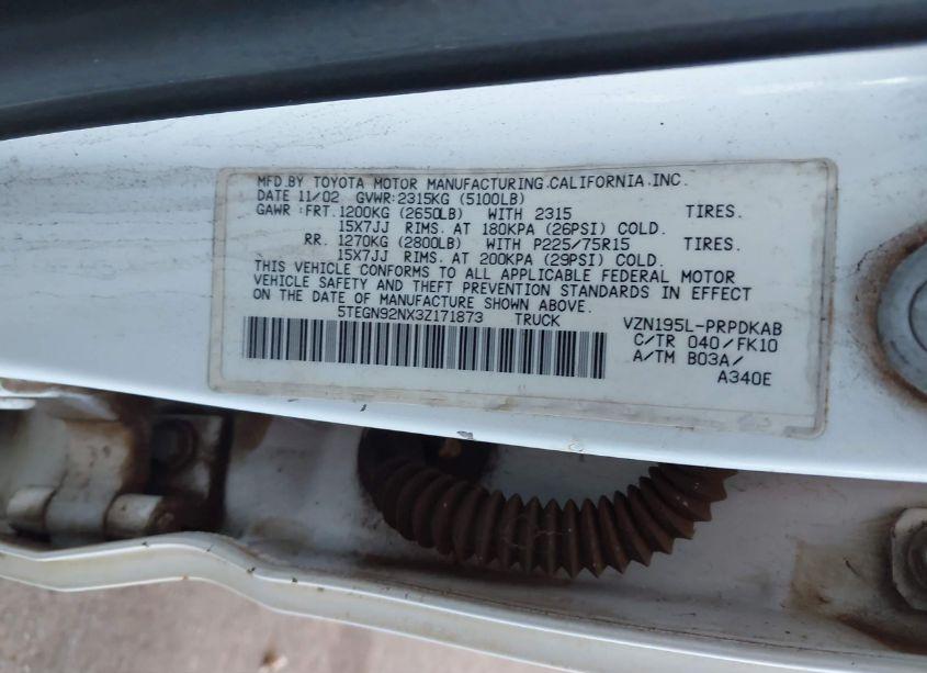 Photo 9 of 2003 Toyota Tacoma PRERUNNER V6 (VIN 5TEGN92NX3Z171873)