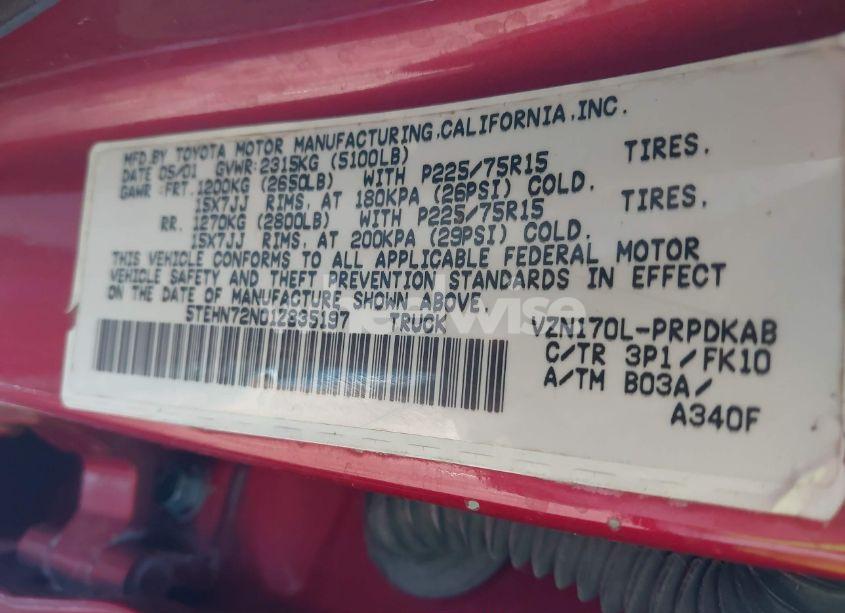 Photo 9 of 2001 Toyota Tacoma BASE V6 (VIN 5TEHN72N01Z835197)