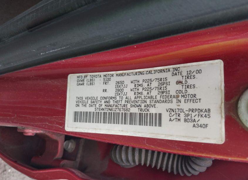 Photo 9 of 2001 Toyota Tacoma BASE V6 (VIN 5TEHN72N61Z767682)